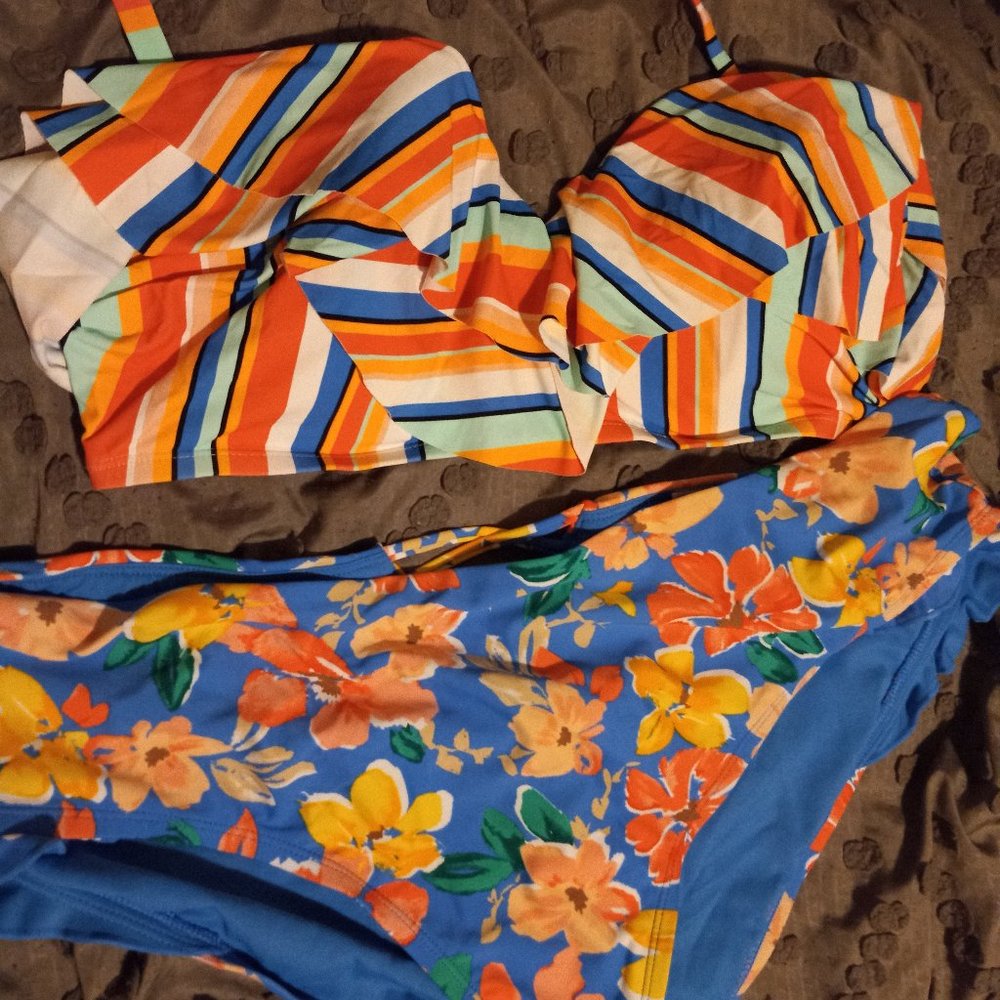 Mixed Pattern Halter 2 piece